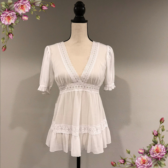 moda international Tops - MAKE AN OFFER;) Semi sheer v-neck blouse